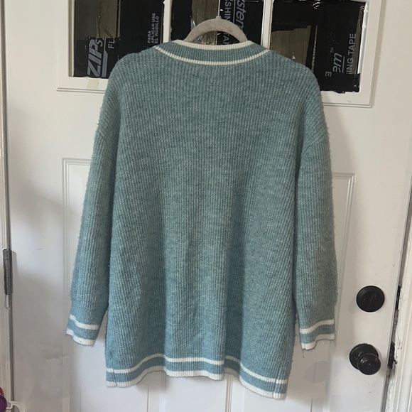 a new day Sky Blue V-Neck Cardigan with White Accents - Picture 5 of 5